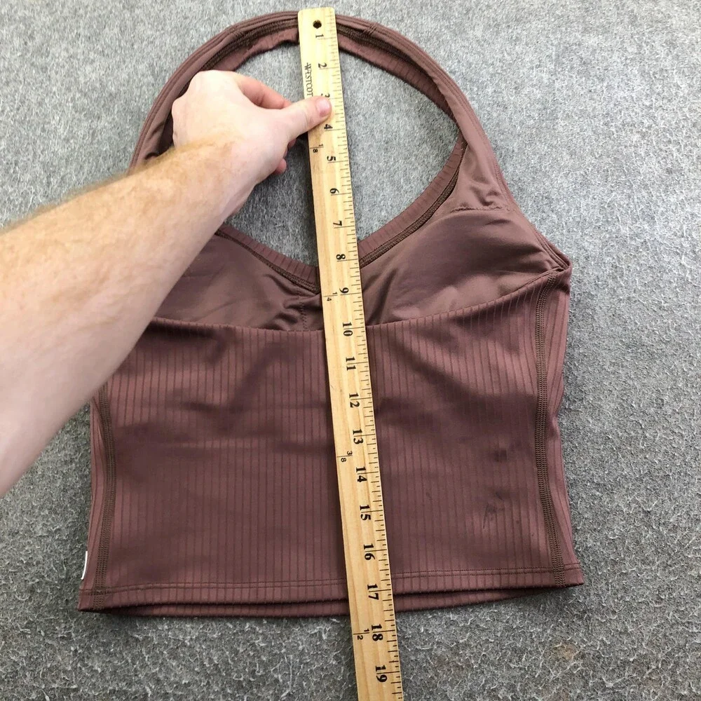 Vuori Tank Top Womens Small Brown Ribbed Cropped V Neck Athletic Yoga - Picture 8 of 9